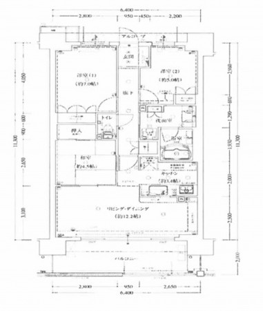 大阪市城東区永田、マンションの間取り画像です