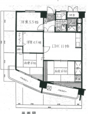 大阪市鶴見区今津中、マンションの間取り画像です
