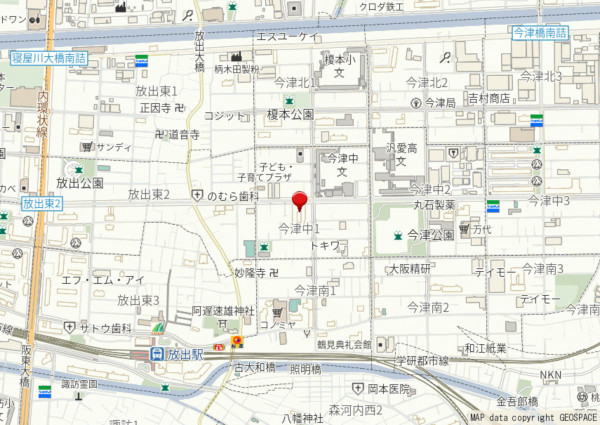 大阪市鶴見区今津中、マンションの地図画像です