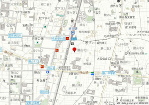 大阪市生野区勝山北、中古一戸建ての地図画像です