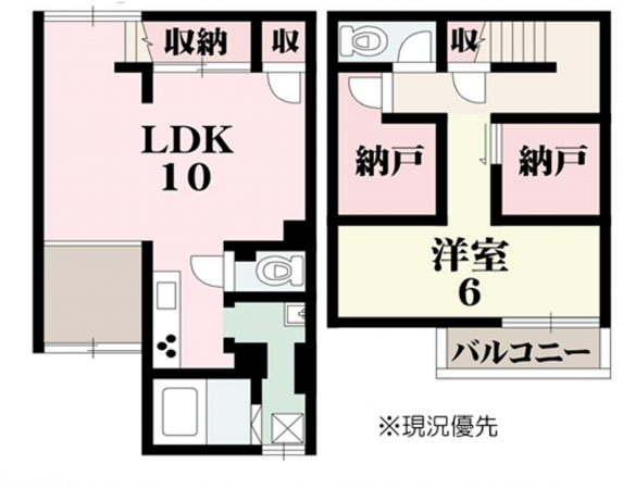 大阪市生野区勝山北、中古一戸建ての間取り画像です