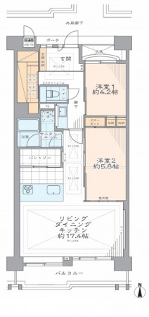 大阪市鶴見区今津南、マンションの間取り画像です