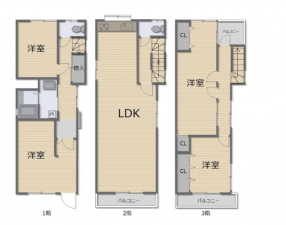大阪市城東区鴫野西、中古一戸建ての間取り画像です