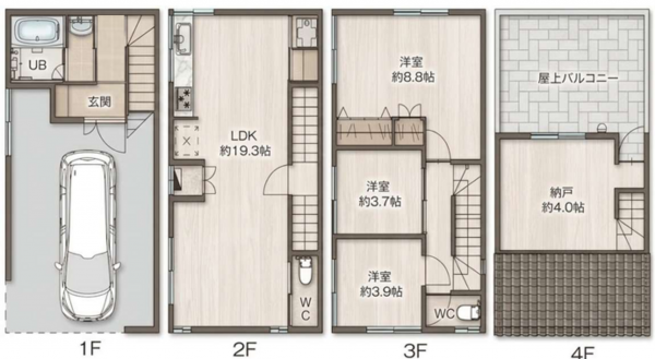 大阪市旭区赤川、中古一戸建ての間取り画像です