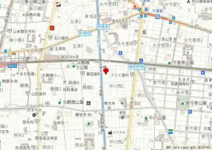 大阪市生野区中川西、中古一戸建ての地図画像です