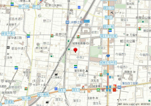 大阪市城東区中央、マンションの地図画像です