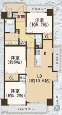 大阪市城東区成育、マンションの間取り画像です
