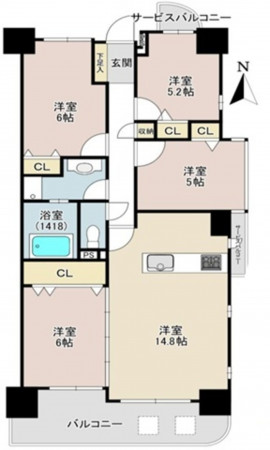 大阪市鶴見区横堤、マンションの間取り画像です