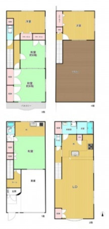 大阪市生野区桃谷、中古一戸建ての間取り画像です