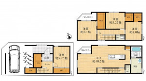 大阪市旭区新森、新築一戸建ての間取り画像です