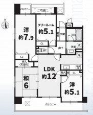 大阪市都島区都島北通、マンションの間取り画像です