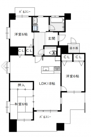 宮崎市、マンションの間取り画像です
