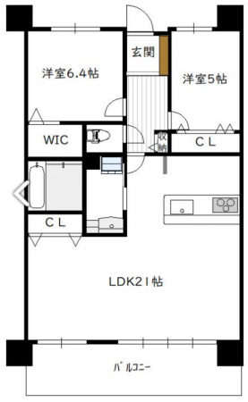 宮崎市旭、マンションの間取り画像です