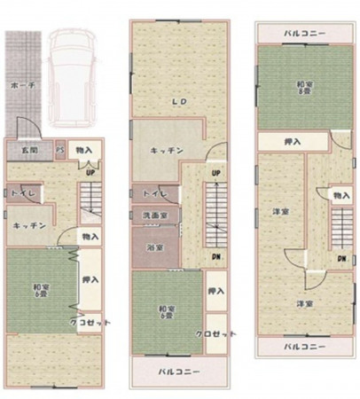 大阪市旭区新森、中古一戸建ての間取り画像です