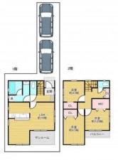 大阪市旭区清水、中古一戸建ての間取り画像です