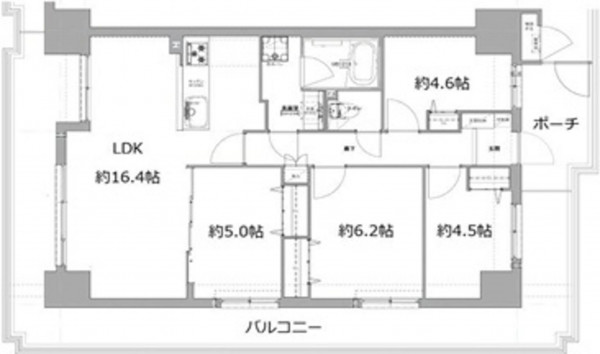 大阪市城東区新喜多東、マンションの間取り画像です