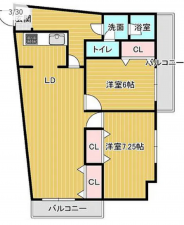 宮崎市恒久、マンションの間取り画像です