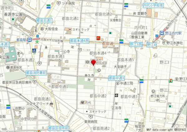 大阪市都島区都島本通、マンションの地図画像です