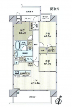 大阪市都島区都島本通、マンションの間取り画像です