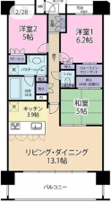 宮崎市老松、マンションの間取り画像です