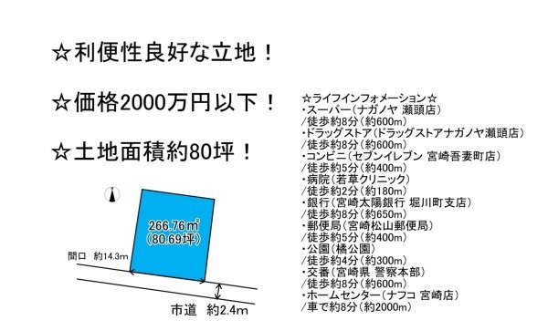 宮崎市松山、土地の間取り画像です