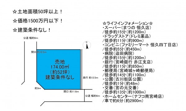 宮崎市恒久、土地の間取り画像です