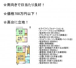 宮崎市月見ケ丘、中古一戸建ての間取り画像です