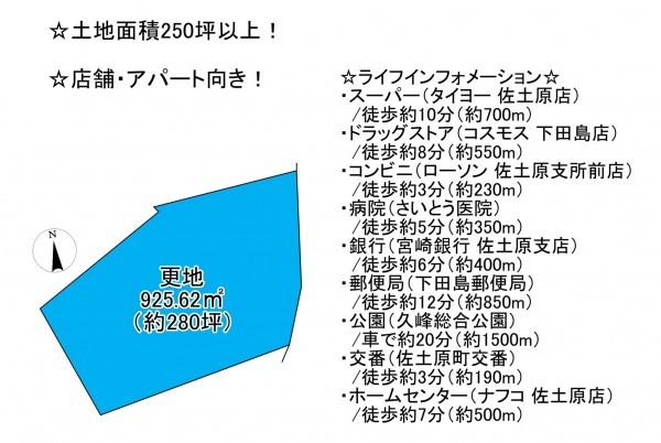 宮崎市佐土原町下田島、土地の間取り画像です