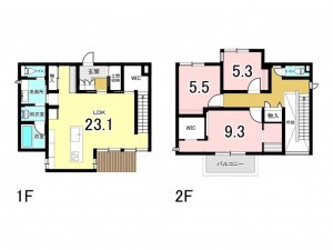 松阪市大黒田町、新築一戸建ての間取り画像です