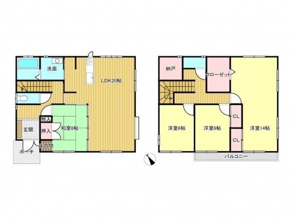 松阪市平成町、中古一戸建ての間取り画像です