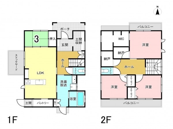 松阪市久米町、中古一戸建ての間取り画像です