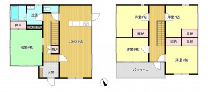 松阪市平成町、中古一戸建ての間取り画像です
