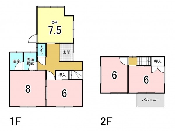 松阪市嬉野一志町、中古一戸建ての間取り画像です