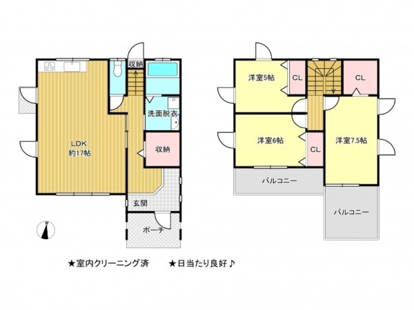 津市戸木町、中古一戸建ての間取り画像です