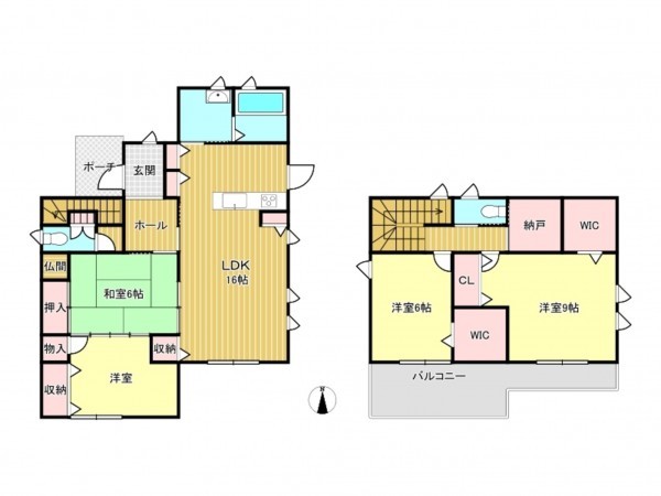 松阪市中央町、中古一戸建ての間取り画像です