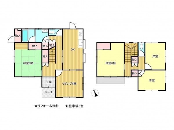 松阪市下村町、中古一戸建ての間取り画像です