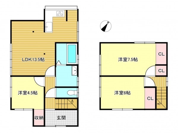 松阪市船江町、中古一戸建ての間取り画像です