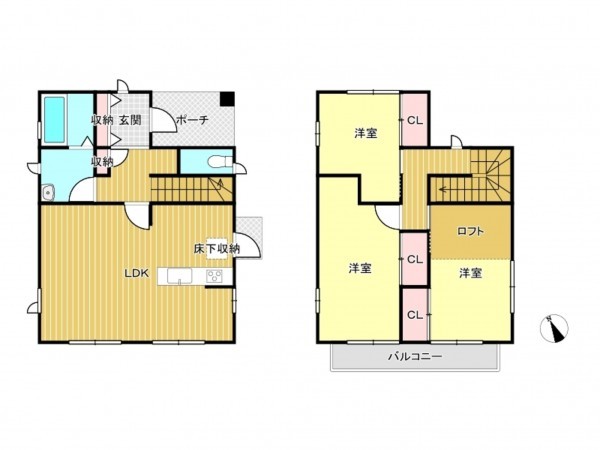 津市新家町、中古一戸建ての間取り画像です