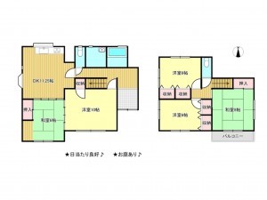 松阪市平成町、中古一戸建ての間取り画像です