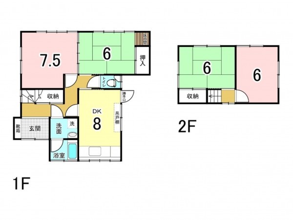 松阪市嬉野一志町、中古一戸建ての間取り画像です
