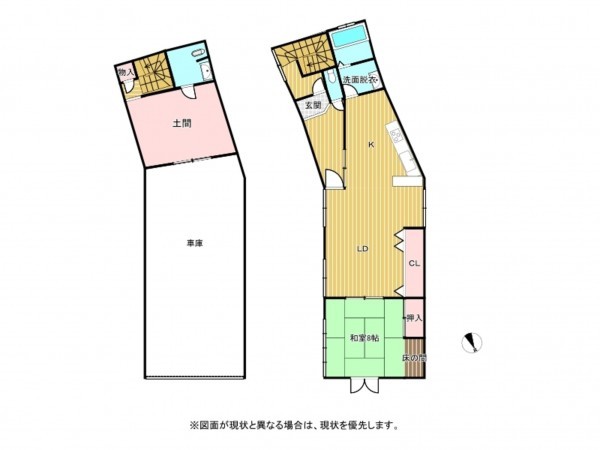 松阪市日野町、中古一戸建ての間取り画像です