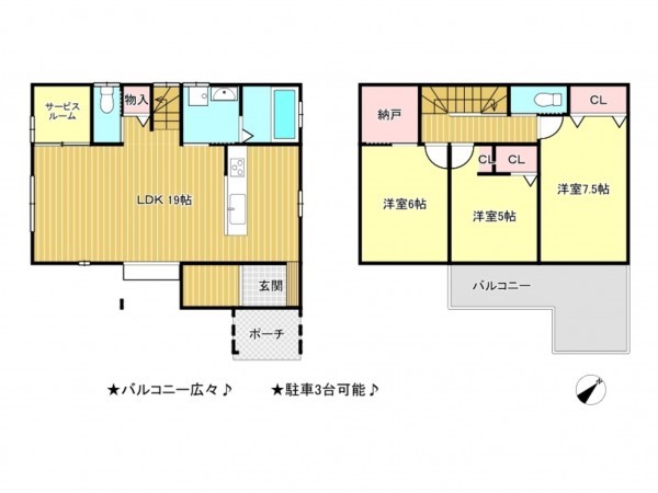津市高茶屋小森町、中古一戸建ての間取り画像です