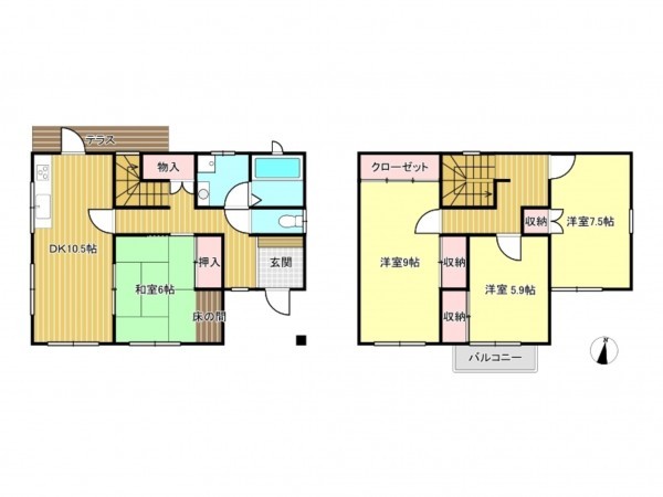 津市久居緑が丘町、中古一戸建ての間取り画像です