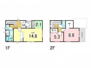 松阪市高町、中古一戸建ての間取り画像です