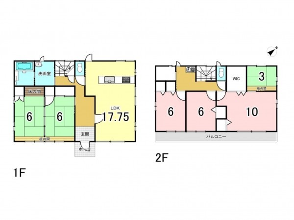 松阪市垣鼻町、中古一戸建ての間取り画像です