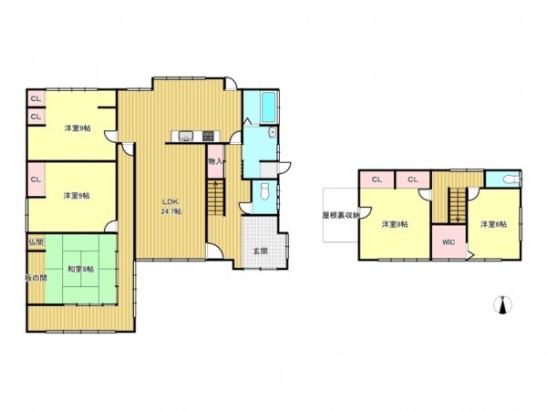 津市久居野口町、中古一戸建ての間取り画像です