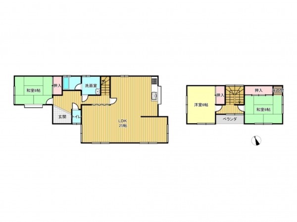 松阪市嬉野八田町、中古一戸建ての間取り画像です
