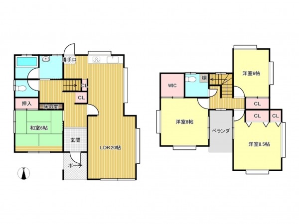 松阪市平成町、中古一戸建ての間取り画像です