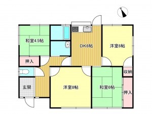 松阪市駅部田町、中古一戸建ての間取り画像です