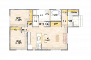 松阪市新座町、新築一戸建ての間取り画像です